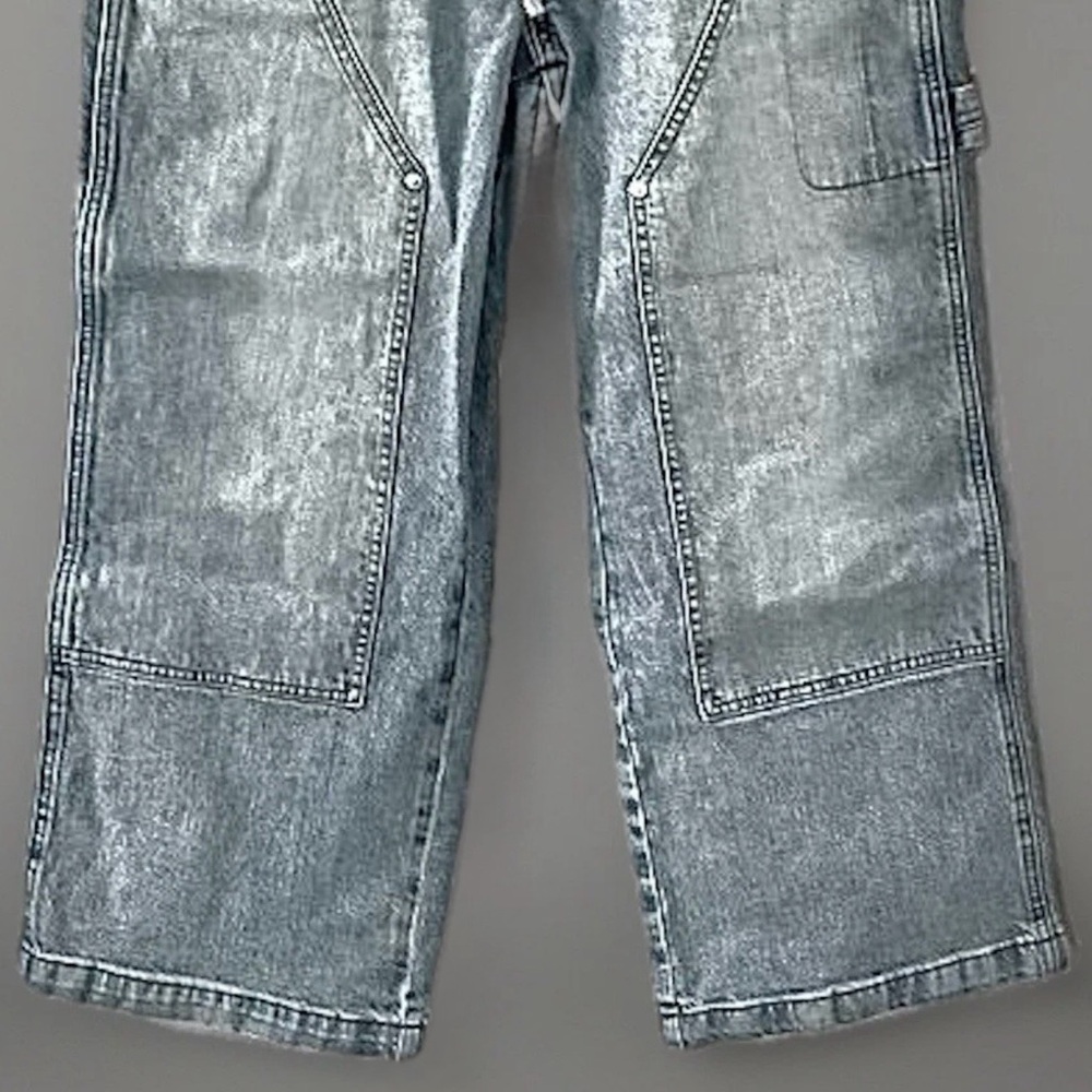 Avec Les Filles NWT Drawstring Cropped Wide Leg Badlands Wash Cargo Jeans, 27 - Picture 4 of 15